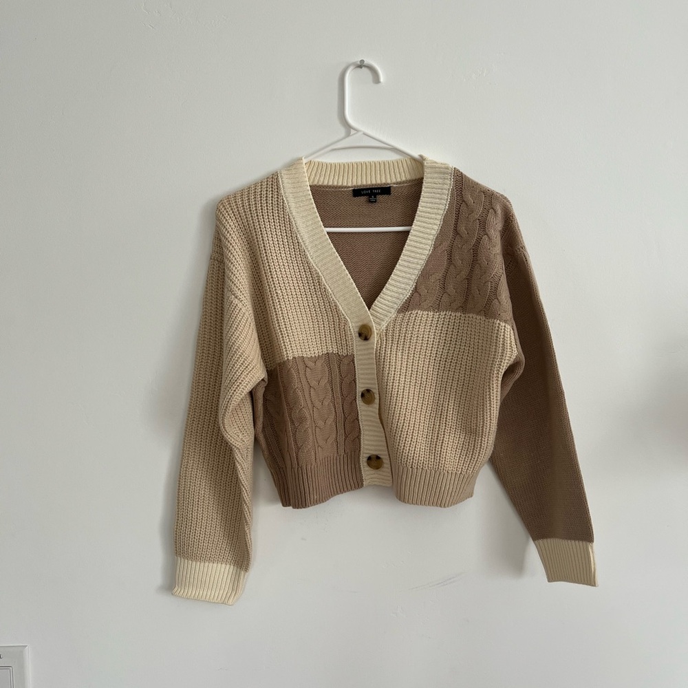 Color block knit cardigan